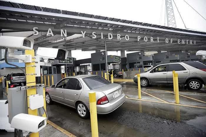 Cars at inspection booths at the San Ysidro Port of Entry